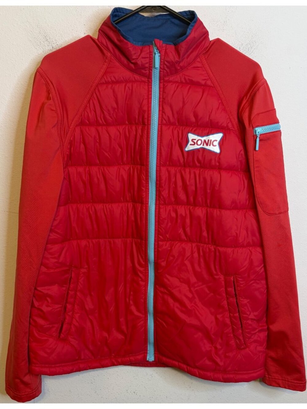 SONIC DRIVE IN Red Puffer Jacket Coat Red Jacket Nylon Blend MEDIUM Restaurant